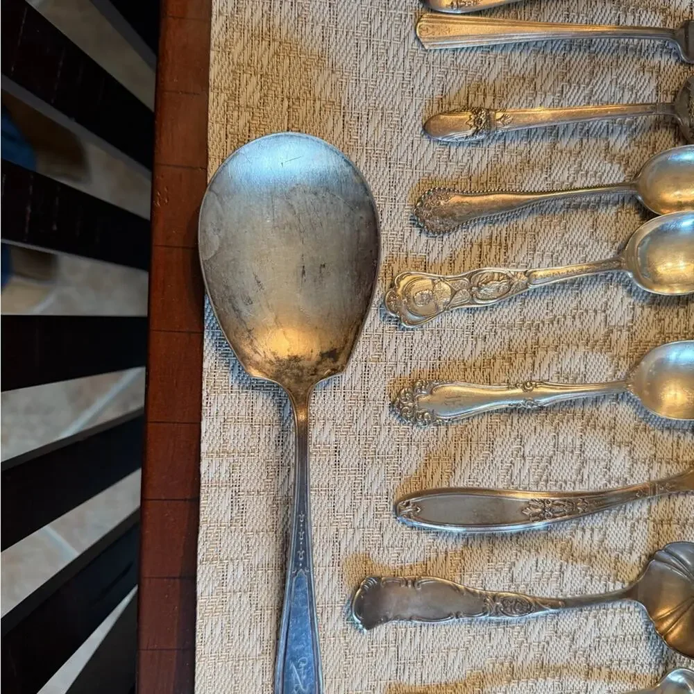 Antique silver plate misc. silverware pieces lot of 14